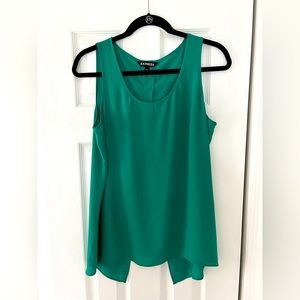 Express large teal tank top with a partially open back